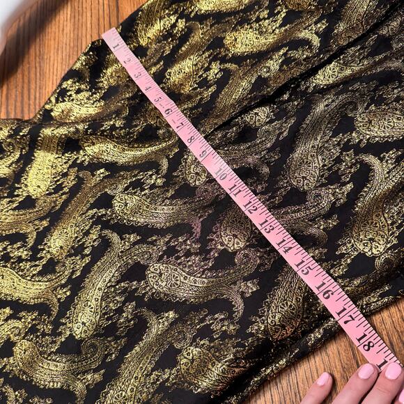 Stockholm Atelier & Other Stories Metallic Paisley Dress Sz 10 Gold Brocade Midi - Picture 8 of 9